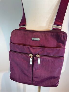 Baggallini Horizon Crossbody Bag Plum  Lightweight Travel Organizer RFID
